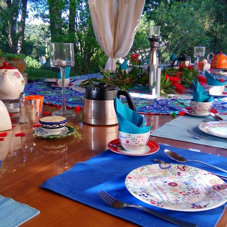 Buffet breakfast table served at the Vila de Sol holiday house